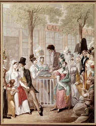 The Terrace of the Cafe de la Rotonde in Paris in 1814