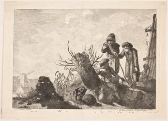 Three Peasants in a Landscape