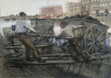 Labourers Pulling a Heavily Laden Cart on Jacob van Lennepkade, Amsterdam
