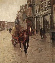 Rokin Westzijde: A Horsedrawn Cart on the Rokin, Amsterdam