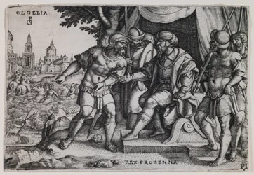 Cloelia and the Etruscan King Porsenna (engraving)