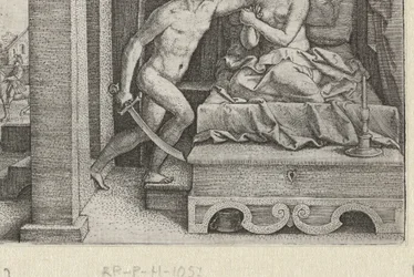 Sextus rapes Lucretia under threat with sword, Stories from early Roman history (series title)