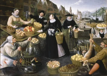 An Allegory of Autumn: A Fruit and Vegetable Stall Above the Weinmarkt in Frankfurt am Main