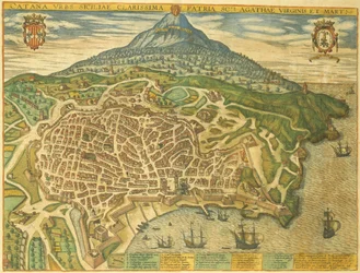 Map of Catania from Civitates Orbis Terrarum by Georg Braun