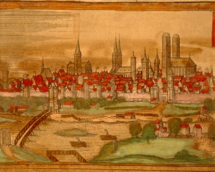 Map of City of Munich from Civitates Orbis Terrarum by Georg Braun