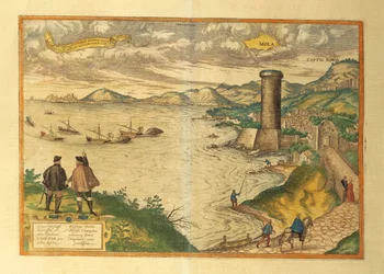 Map of Mola di Bari, Apulia Region from Civitates Orbis Terrarum