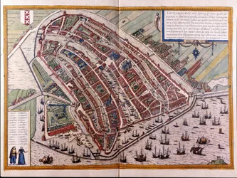 Map of Amsterdam. Atlas of Braun and Hogenberg. Amsterdam 1588