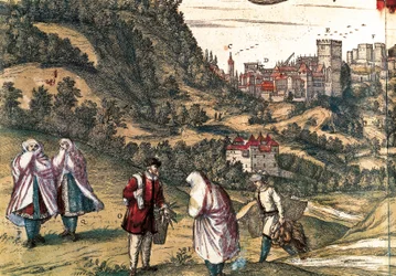 Mauritius of the Alhambra, Engraving by George Braun in "Civitatis Orbis Terrarum" Written by Franz Hogenberg (1535-1590), Edited by Gottfried Kempesen in Cologne in Six Volumes