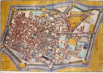 Plan of Lucca in 1585. Atlas by Braun & Hogenberg