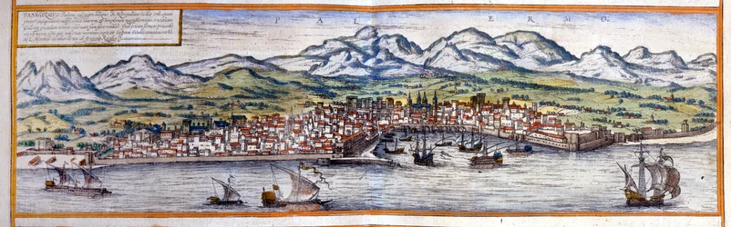 View of Palermo in Sicily. Atlas of Braun & Hogenberg