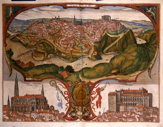 View of the city of Toledo in the 16th century. Engraving by George Braun In 