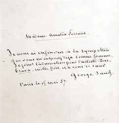 Letter from George Sand to Madame Amalia Ferraris, Paris March 19