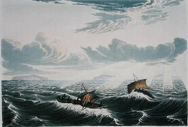 Canoe Broaching to, in a Gale of Wind at Sunrise, August 23 1821, from 