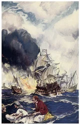 Brulot Charge of Explosives Thrown at a Ship (Illustration from 