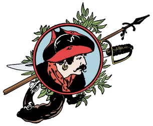 Medallion with portrait of pirate Illustration from 