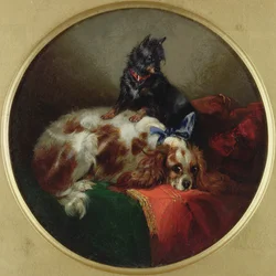 Blenheim Spaniel and Terrier, Painting after J.F. Herring