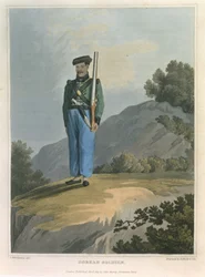 Gorkah Soldier, from Journal of a Route Across India and Through Egypt, Engraved by R. Havell and Son, Published by John Murray