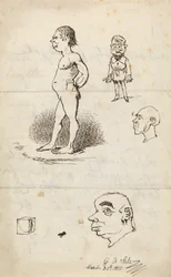 Sketches: Nude Man, Standing Man, Two Profiles, and Box