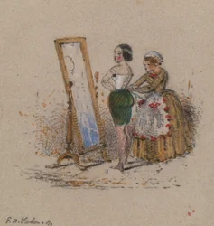 Woman Dressing, with Maid