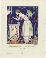 Gazette du Bon Ton, 1914 - No. 5, Pl. 44: The Dazzling Little Fish / Summer Dress
