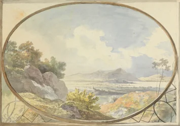 Landscape Set in an Oval (Mountain Landscape Through an Oval Window)