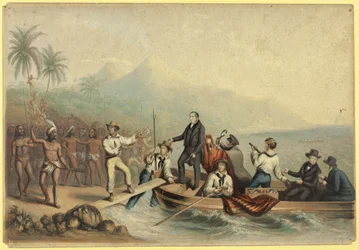 The Reception of the Rev. J. Williams at Tanna in the South Seas, the Day Before He was Massacred