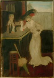 Woman with Parasol at the Bar