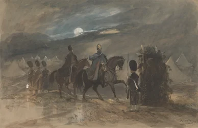 Camp at Chobham, 1853 with Officers and Sentry