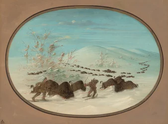 Buffalo Chase in the Snow Drifts - Ojibbeway