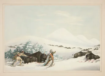 Buffalo Hunt, On Snow Shoes, plate 15 from the North American Indian Portfolio