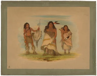 Camanchee Chief, His Wife and a Warrior