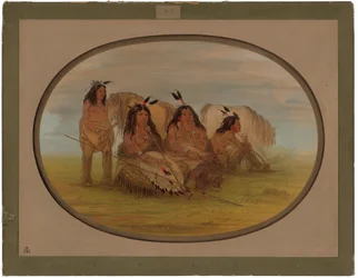 Comanche Chief with Three Warriors