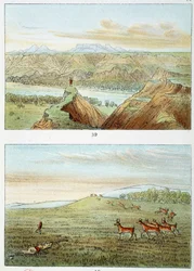 Indians of America: hunt for antelope. Engraving by George Catlin