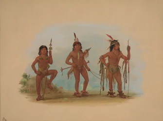 Lengua Medicine Man with Two Warriors, 1854-1869