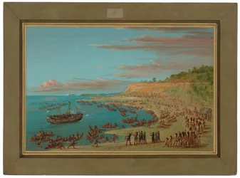 The Griffin Entering the Harbor at Mackinaw. August 27, 1679