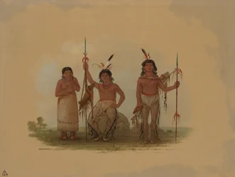 Two Arapaho Warriors and a Woman, 1861-1869