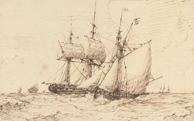 A Lugger Signaling a Passing Frigate
