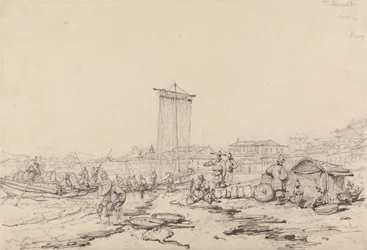 Coast Scene with Fishermen and Buildings, Macao