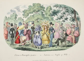 A Scene in Kensington Gardens - or - Fashions and Frights of 1829, published 1829