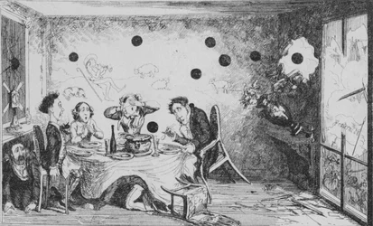 An Interrupted English Dinner Party at Paris, c1849