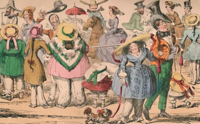 Cruikshanks Exhibition of Bloomers in Hyde Park, 1852