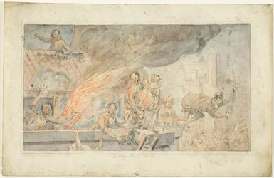 People Fleeing a Burning Building