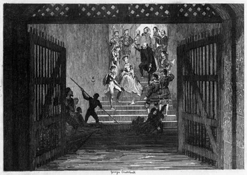 Princess Elizabeth brought as a prisoner to the Tower of London, 1554