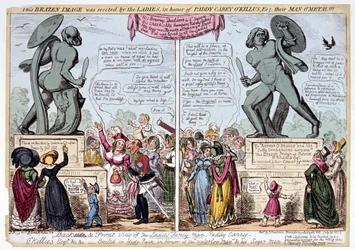 Women admiring the statue of Achilles, Hyde Park, London