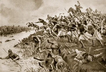 The Battle of Ellandun, 825 AD, illustration from 