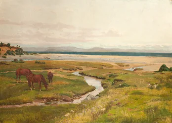 Shore Scene with Horses
