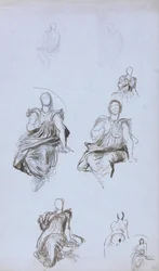 Studies of a Seated Figure with a Book