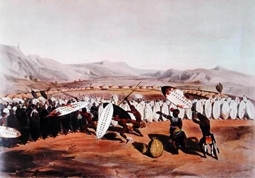 Umpanda Reviewing His Troops at Nonduengo, Engraved by J.Needham, c.1849