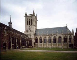Gothic art: view of Saint John College founded in 1511 by the Countess of Richmond. The chapel was built in 1864 on a project by Sir George Gilbert Scoot. University of Cambridge, England