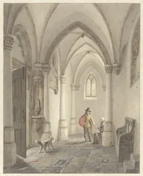 Church Interior with a Man Giving Alms to a Beggar Woman